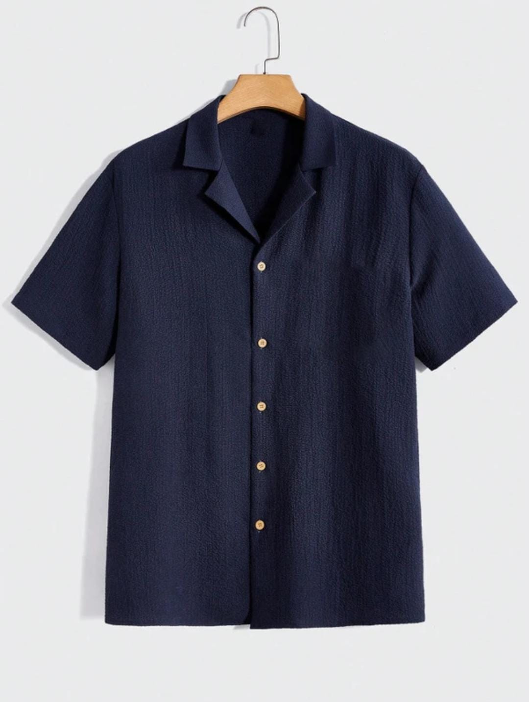 Midnight Breeze Textured Cuban Collar Shirt